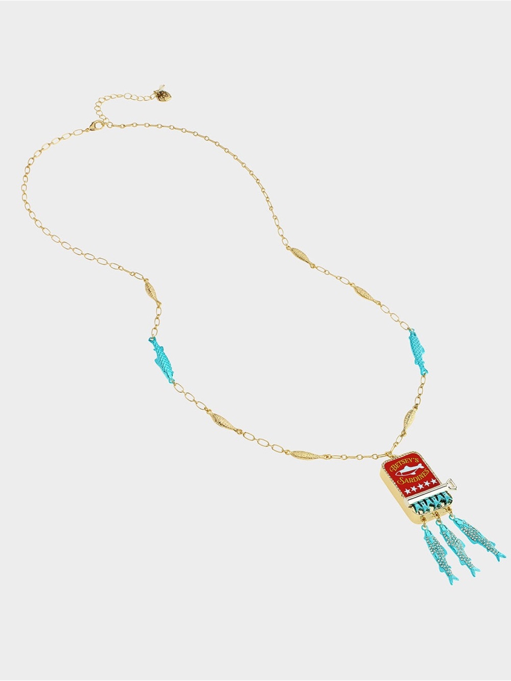 Betsey Johnson SARDINES LONG PENDANT NECKLACE BLUE